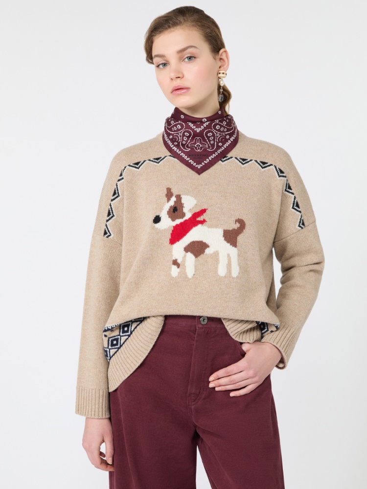 Maglia ampia in lana jacquard - SABBIA - Max Mara - 4
