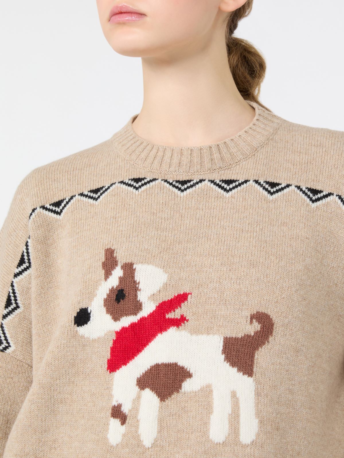Maglia ampia in lana jacquard - SABBIA - Max Mara - 5