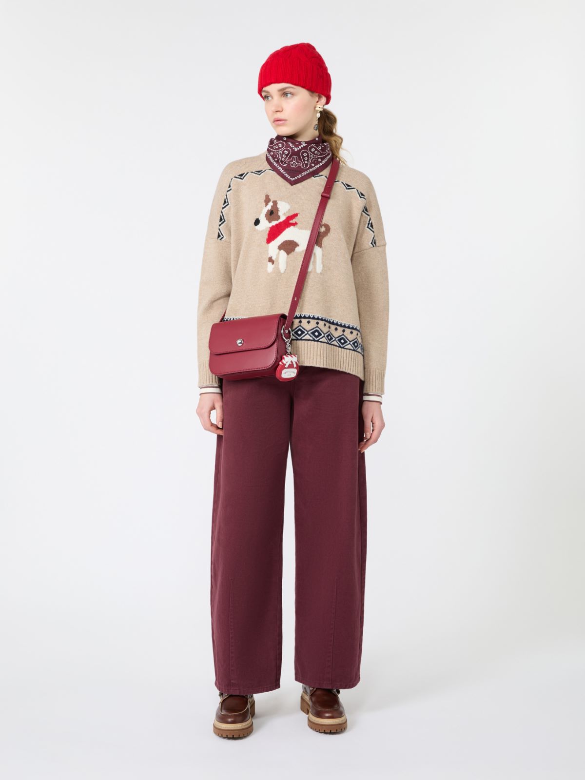 Maglia ampia in lana jacquard - SABBIA - Max Mara