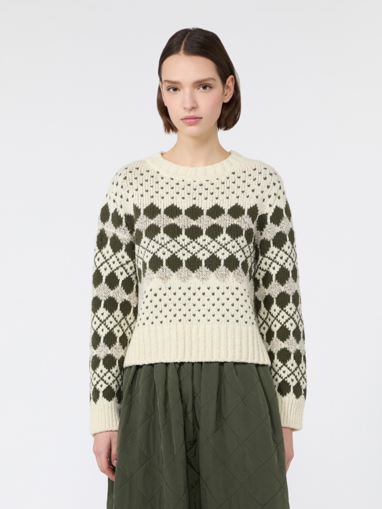 Maglia in lana e cachemire jacquard - VERDE KAKI - Max Mara - 2