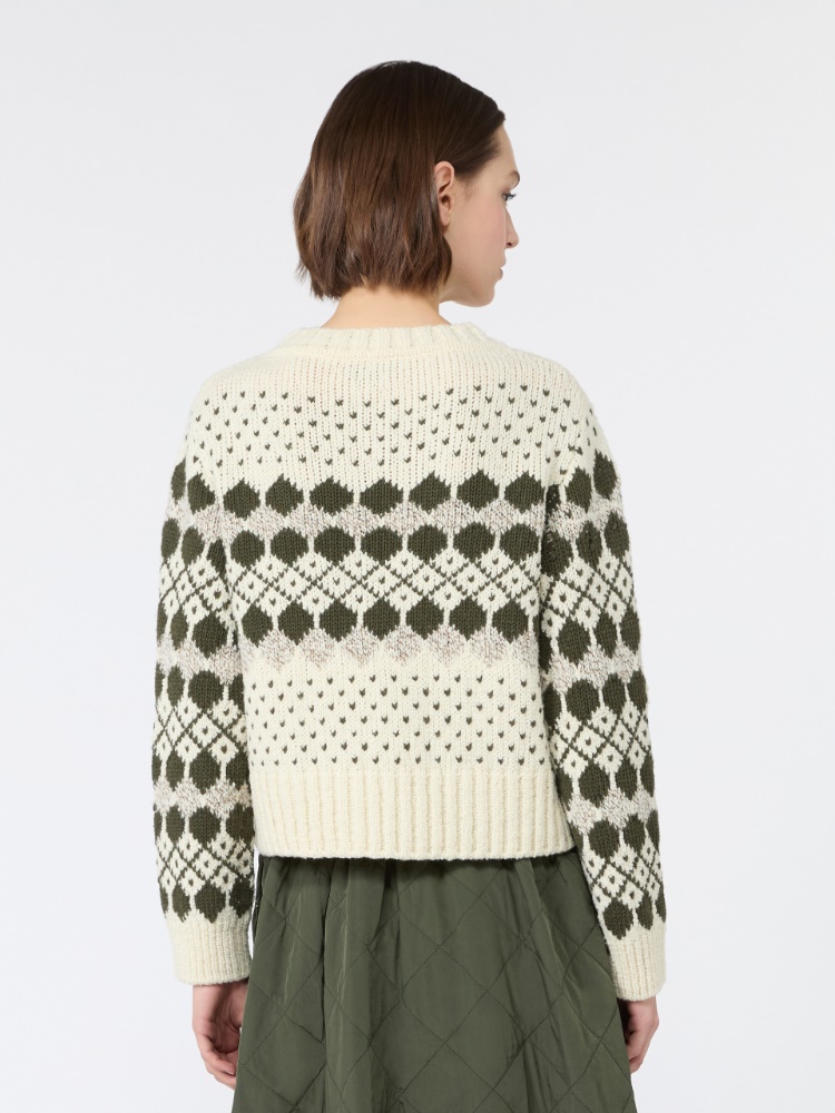 Maglia in lana e cachemire jacquard - VERDE KAKI - Max Mara - 3