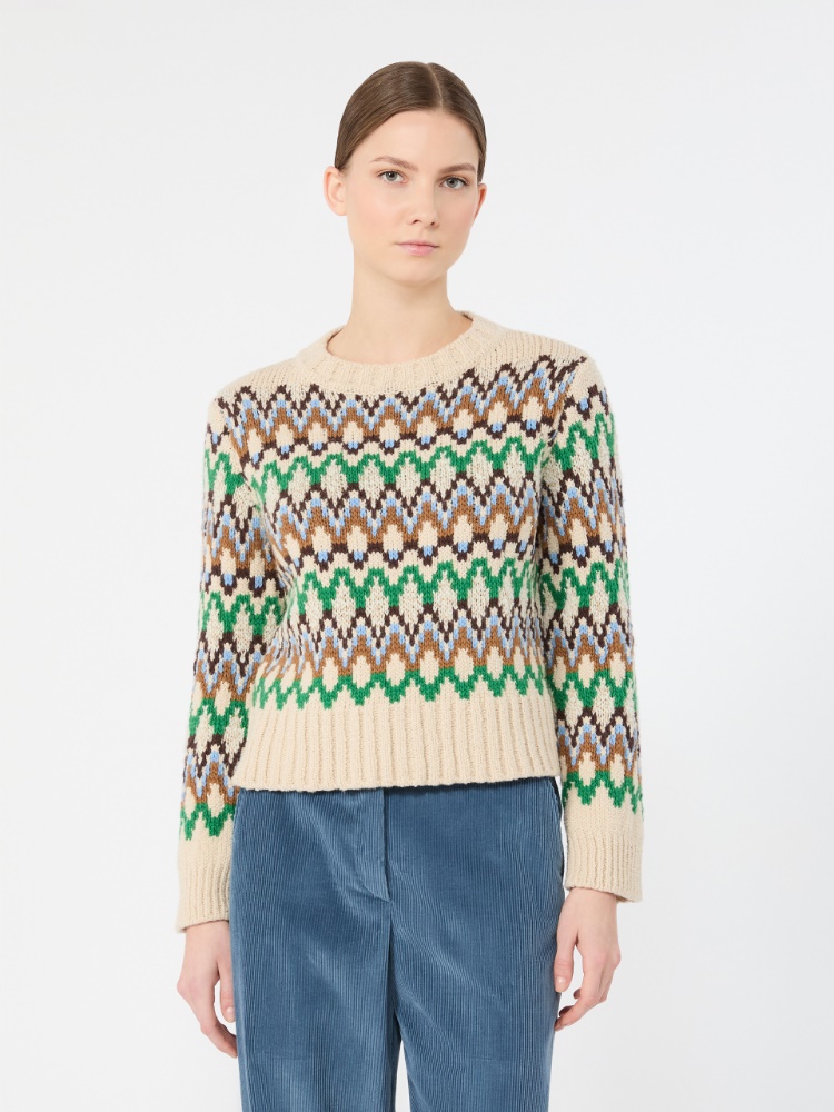 Żakardowy sweter z wełny i kaszmiru - ZIELONY - Max Mara - 2