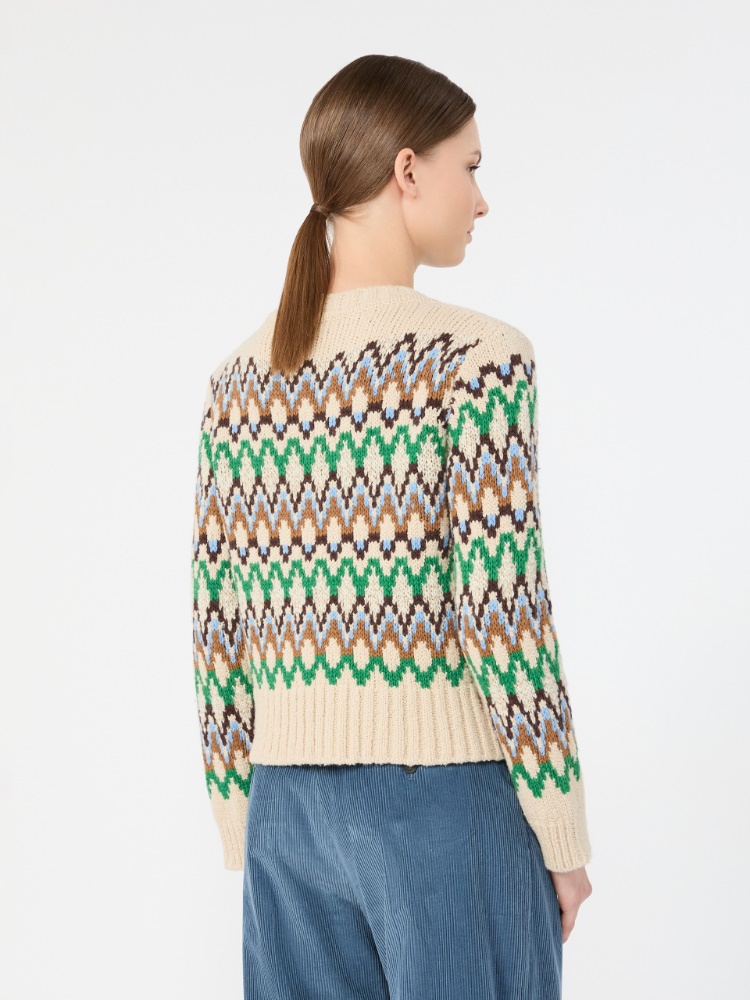 Żakardowy sweter z wełny i kaszmiru - ZIELONY - Max Mara - 3