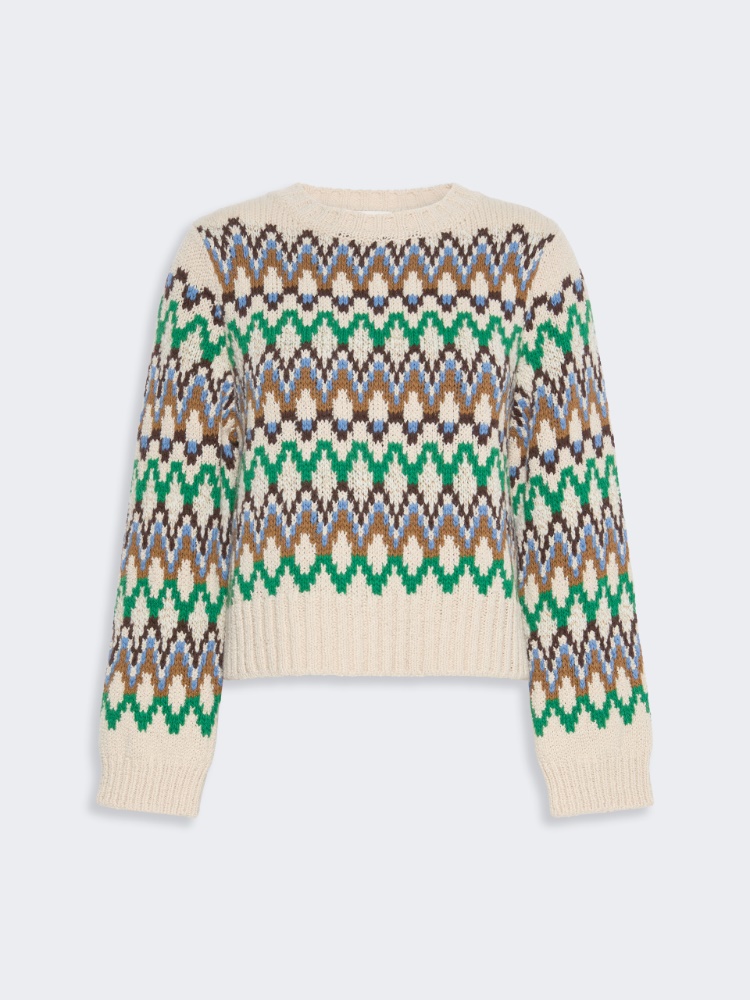 Żakardowy sweter z wełny i kaszmiru - ZIELONY - Max Mara - 5