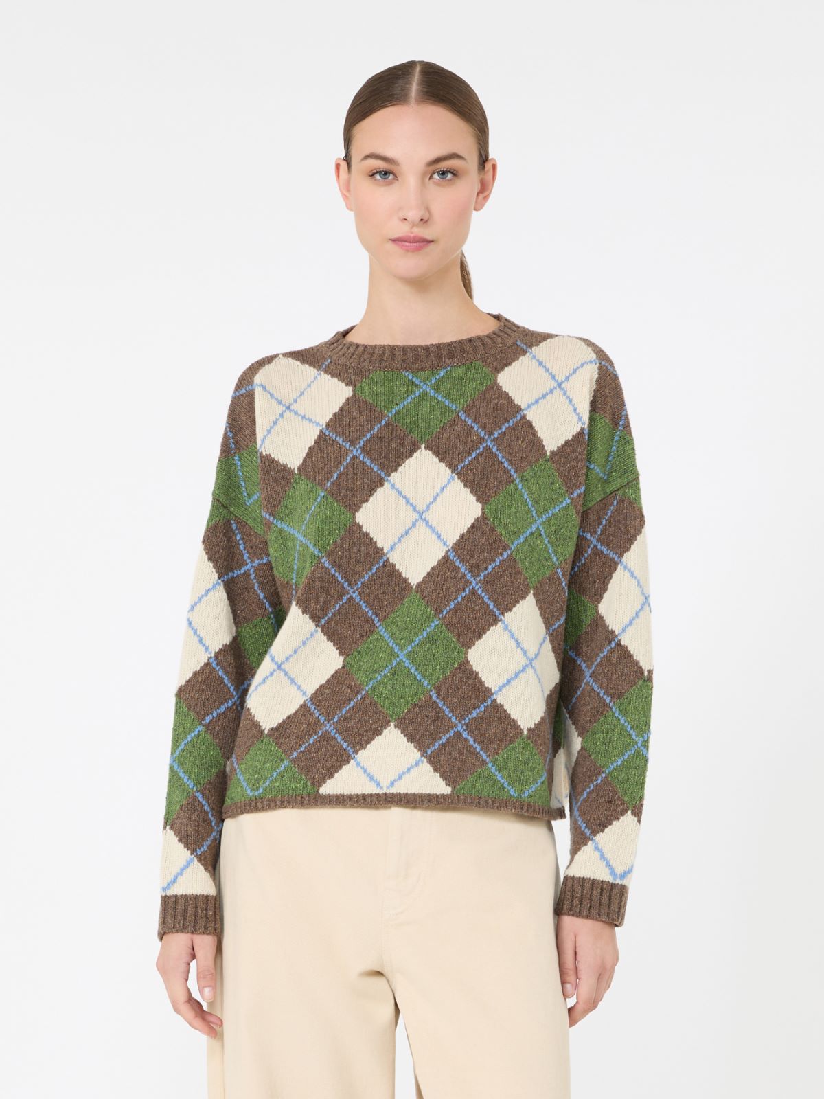 Wool yarn Argyle jumper - MARRON GLACE' - Max Mara - 2