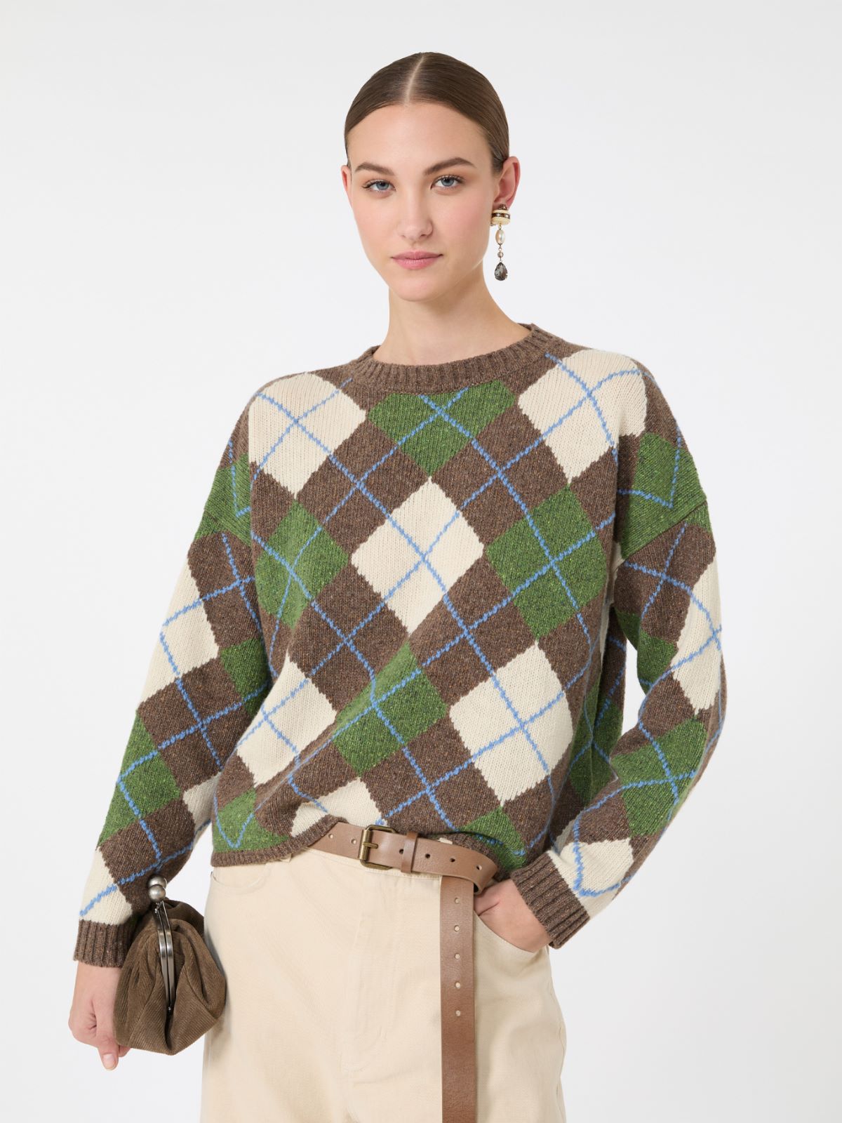 Wool yarn Argyle jumper - MARRON GLACE' - Max Mara - 4