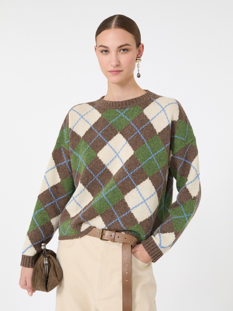 Wool yarn Argyle jumper - MARRON GLACE' - Max Mara - 4