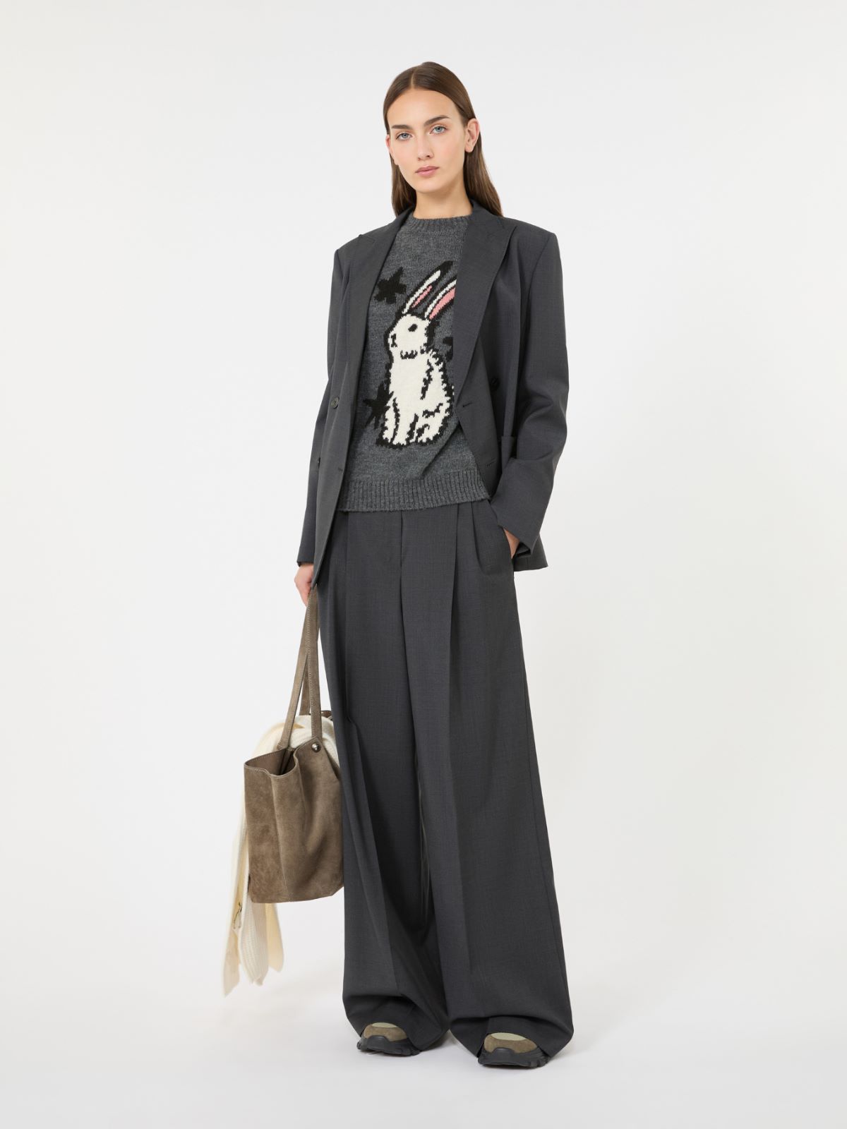 Alpaca and wool-blend yarn sweater + MEDIUM GREY - Max Mara