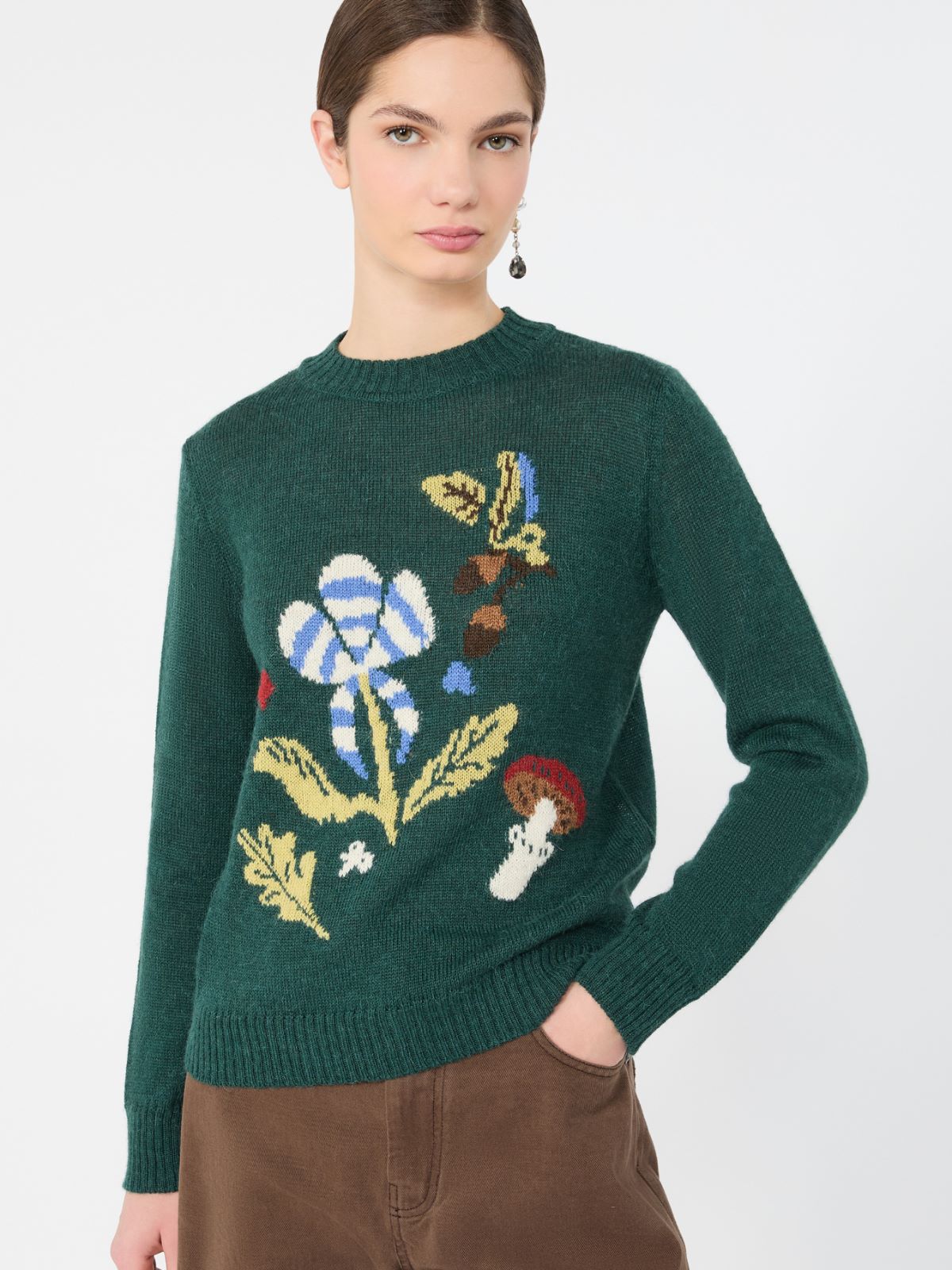 Maglia in filato di misto alpaca e lana - VERDE SCURO - Max Mara - 4