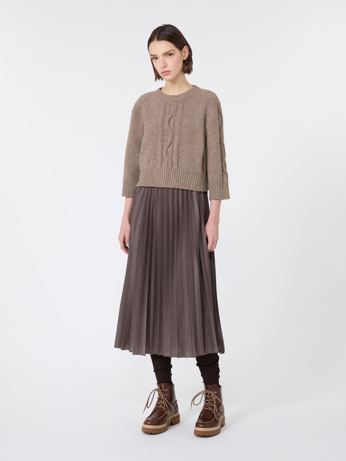 Jersey dress with a wool top - HAZELNUT BROWN - Max Mara - 2