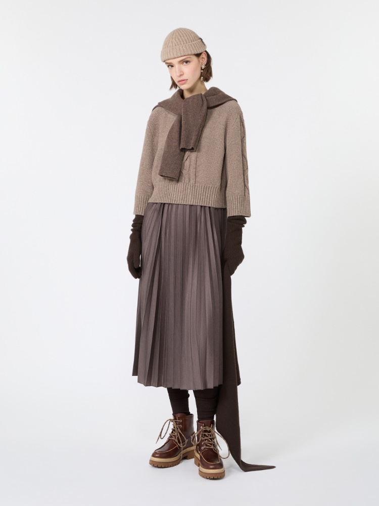 Jersey dress with a wool top - HAZELNUT BROWN