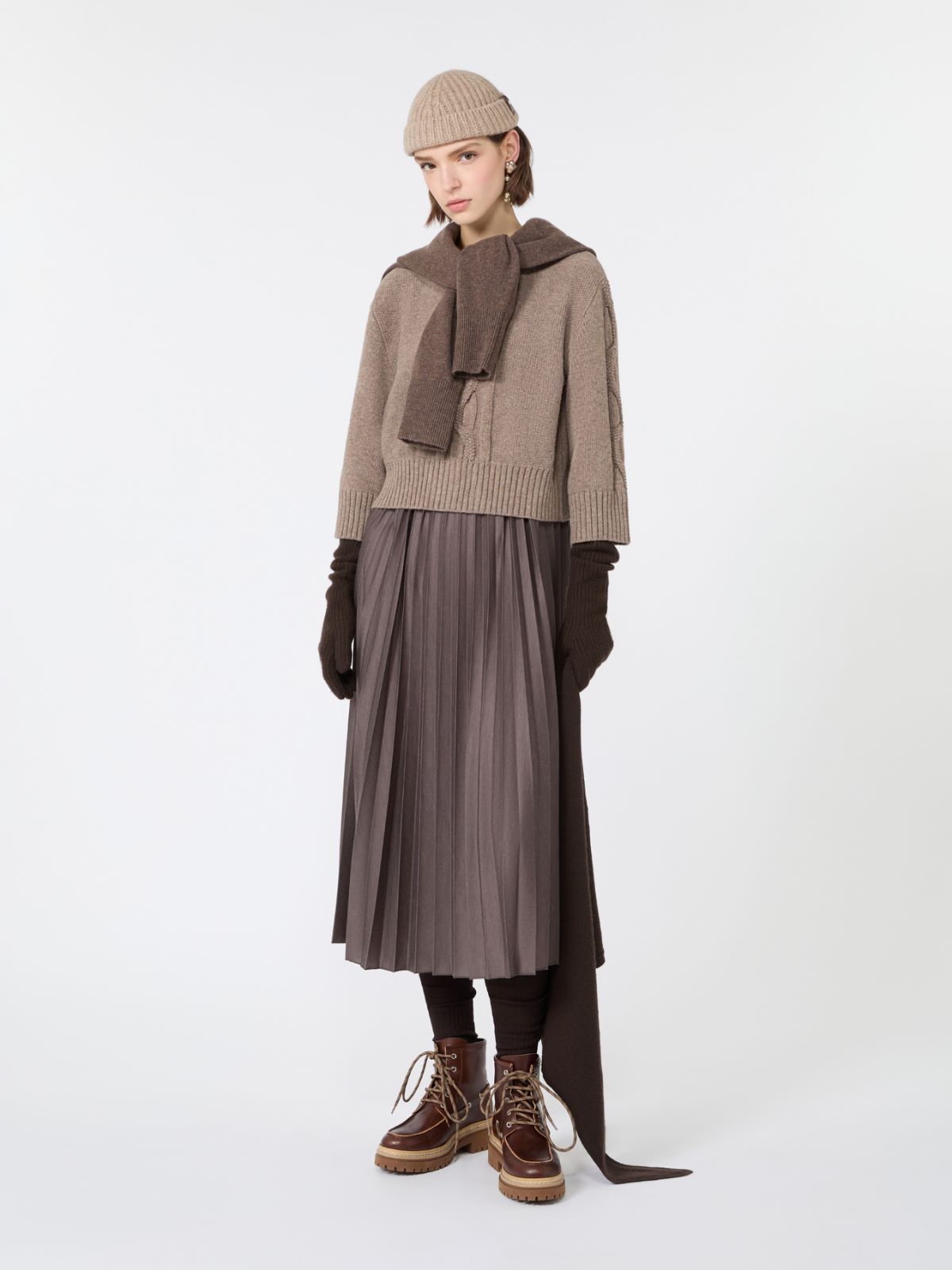 Jersey dress with a wool top - HAZELNUT BROWN - Max Mara