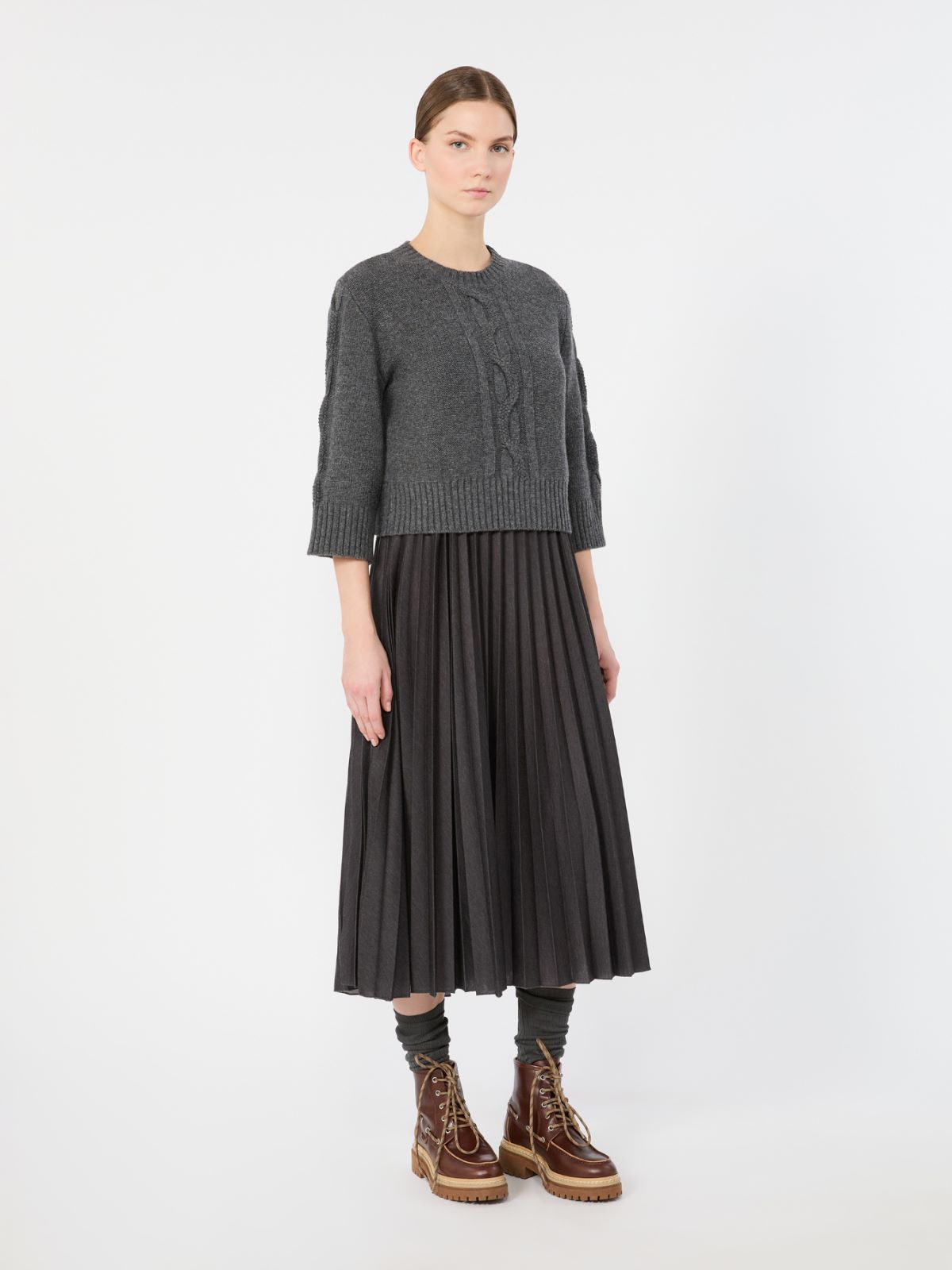 Jersey dress with a wool top - DARK GREY - Max Mara - 2