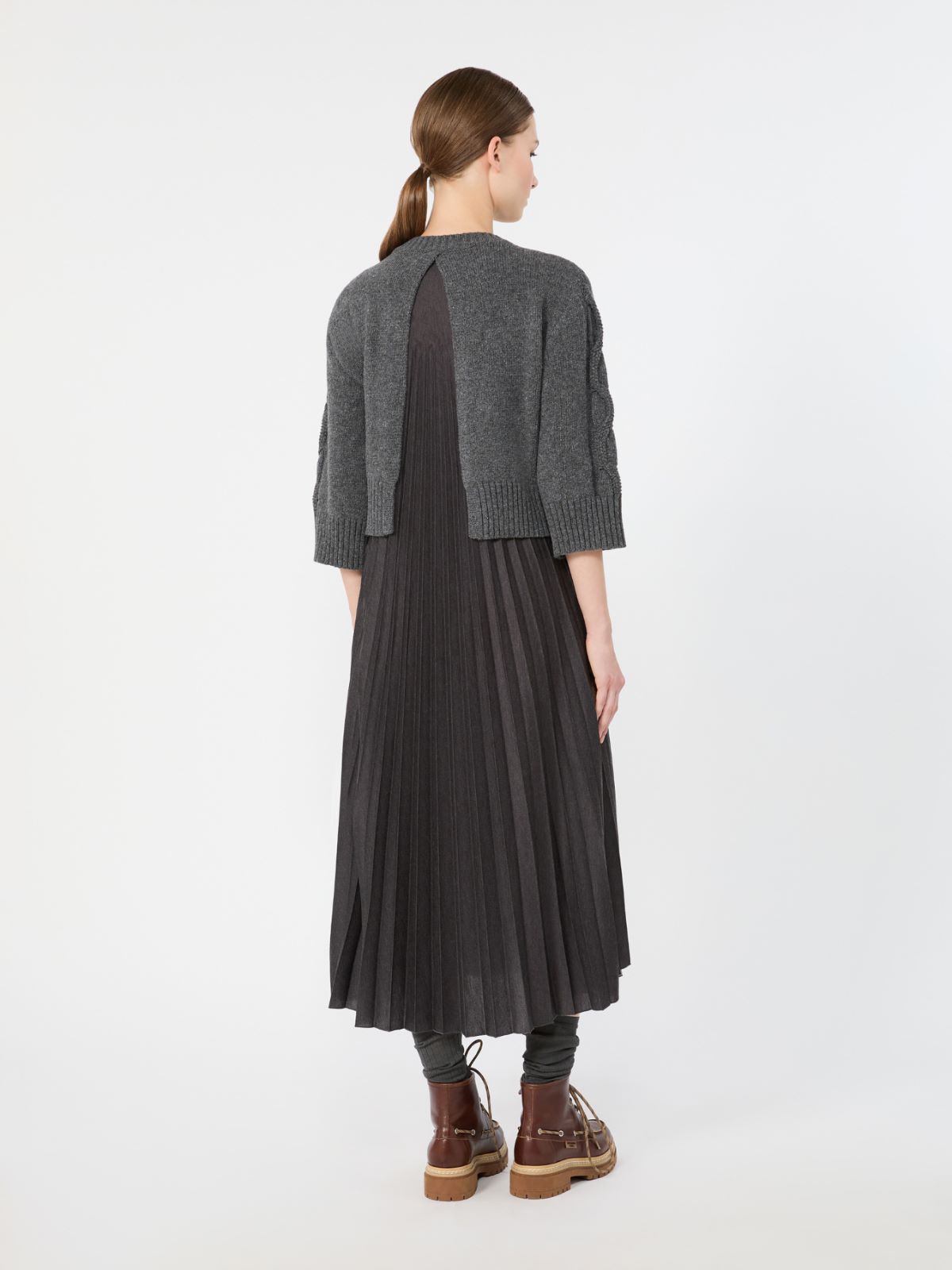 Jersey dress with a wool top - DARK GREY - Max Mara - 3