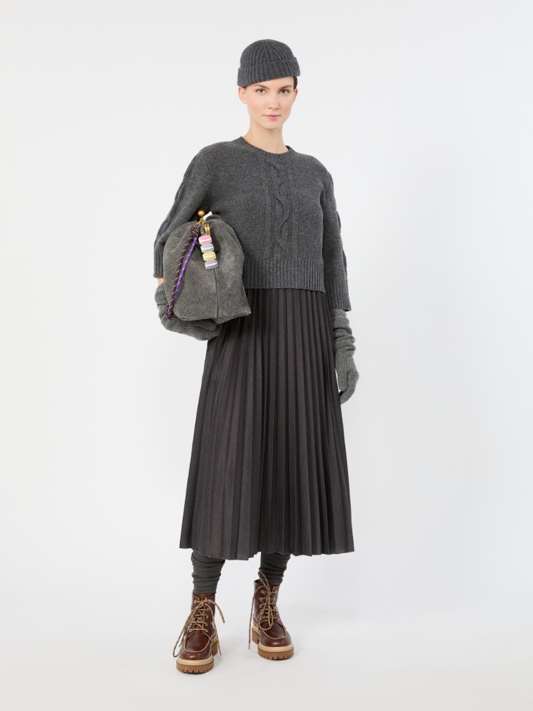 Jersey dress with a wool top - DARK GREY