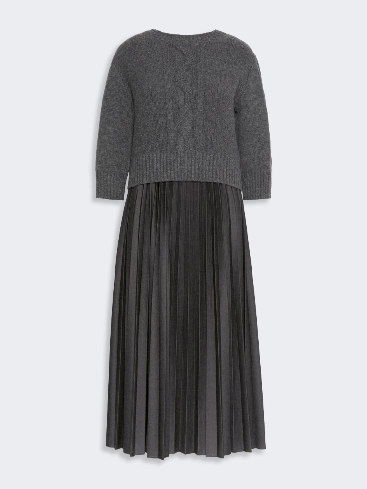 Jersey dress with a wool top - DARK GREY