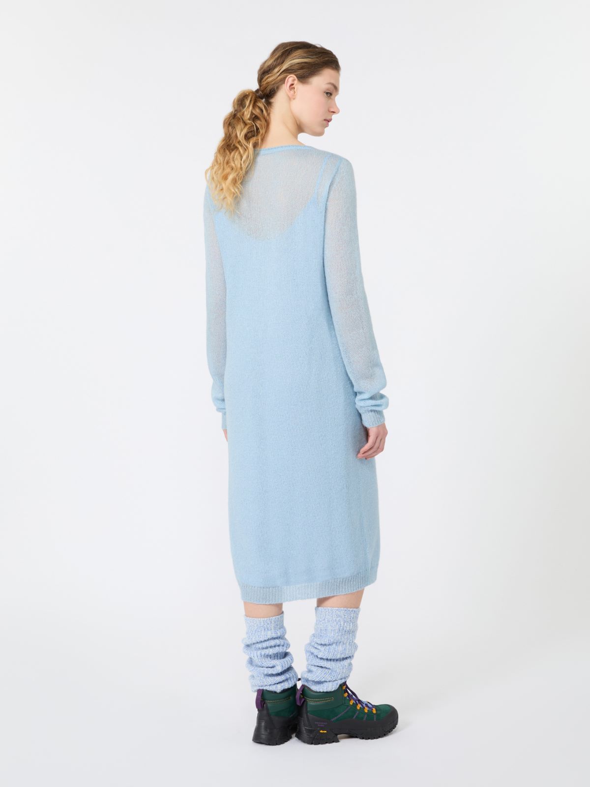 Mohair blend yarn midi dress - LIGHT BLUE - Max Mara - 3