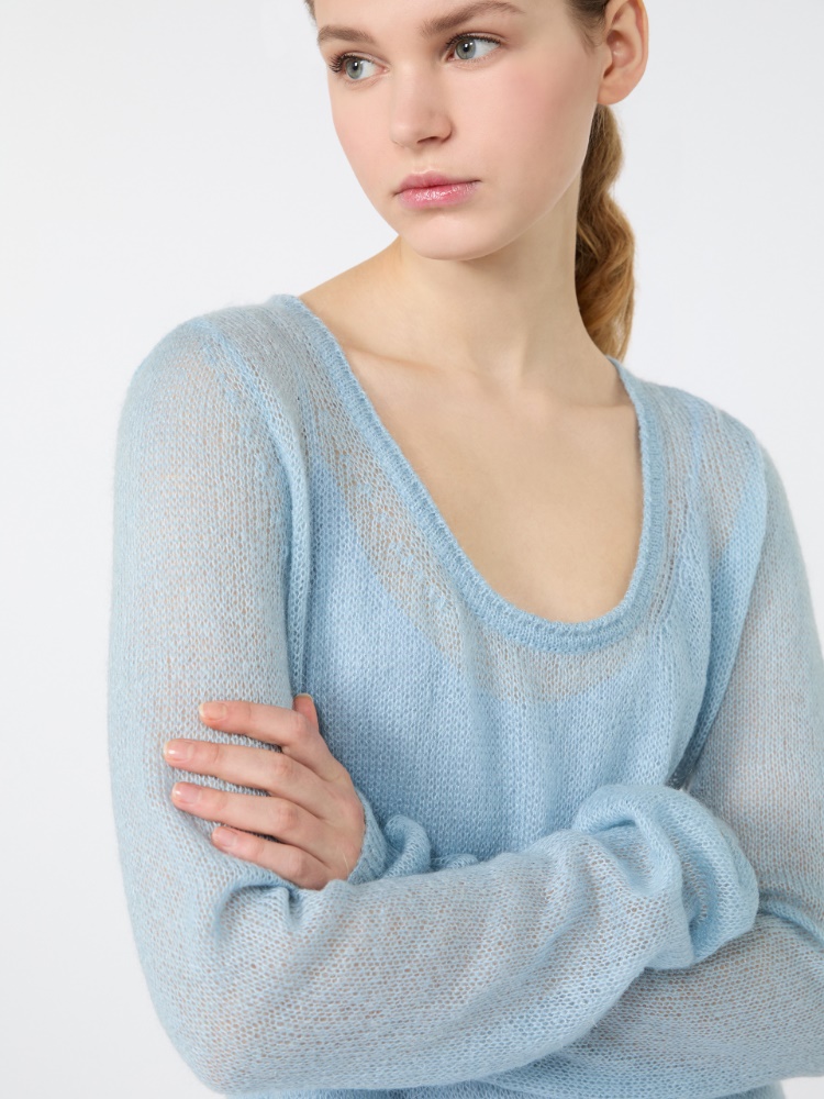 Mohair blend yarn midi dress - LIGHT BLUE - Max Mara - 4