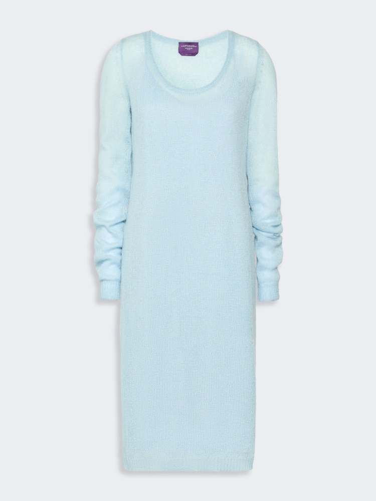 Mohair blend yarn midi dress - LIGHT BLUE