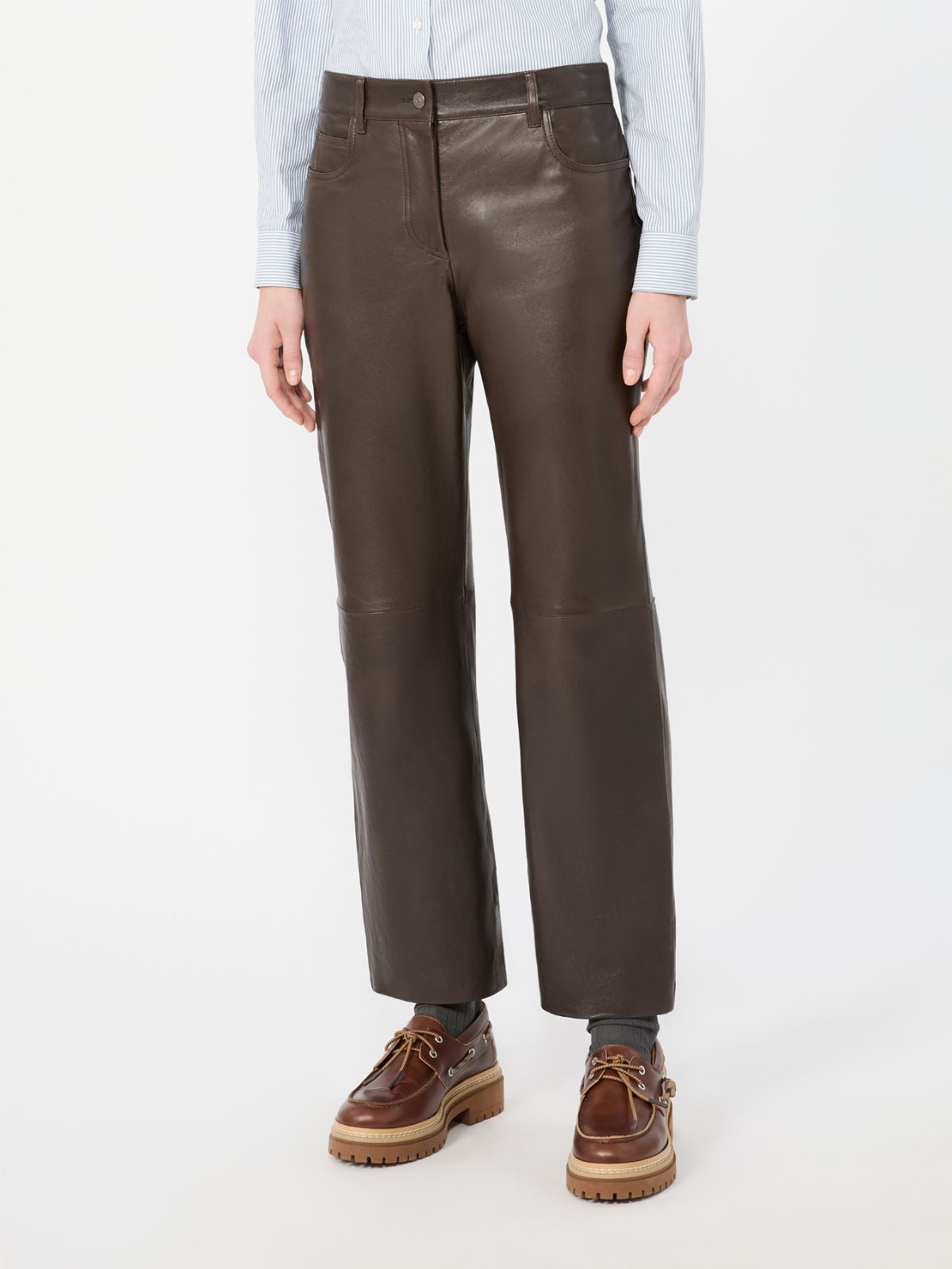 Nappa leather trousers - DARK BOWN - Max Mara - 2