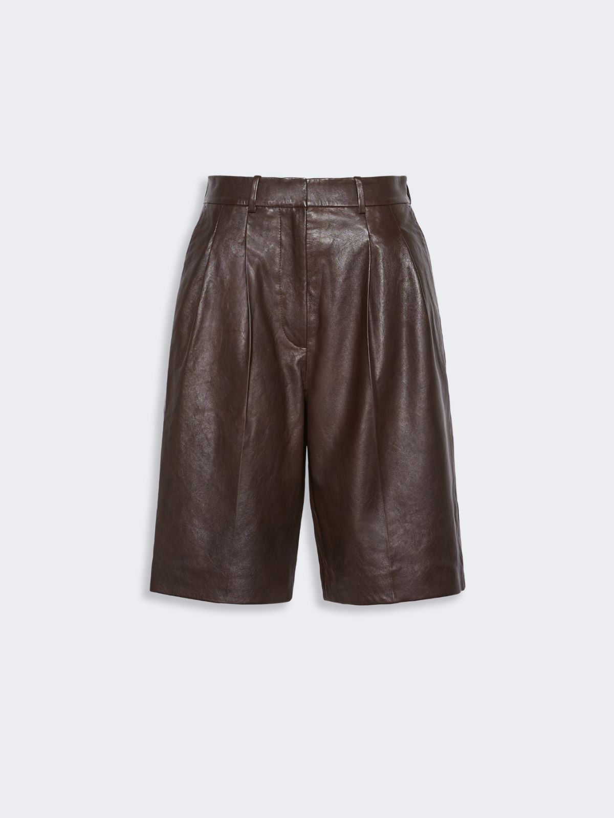 Nappa leather Bermuda shorts - DARK BOWN - Max Mara - 4
