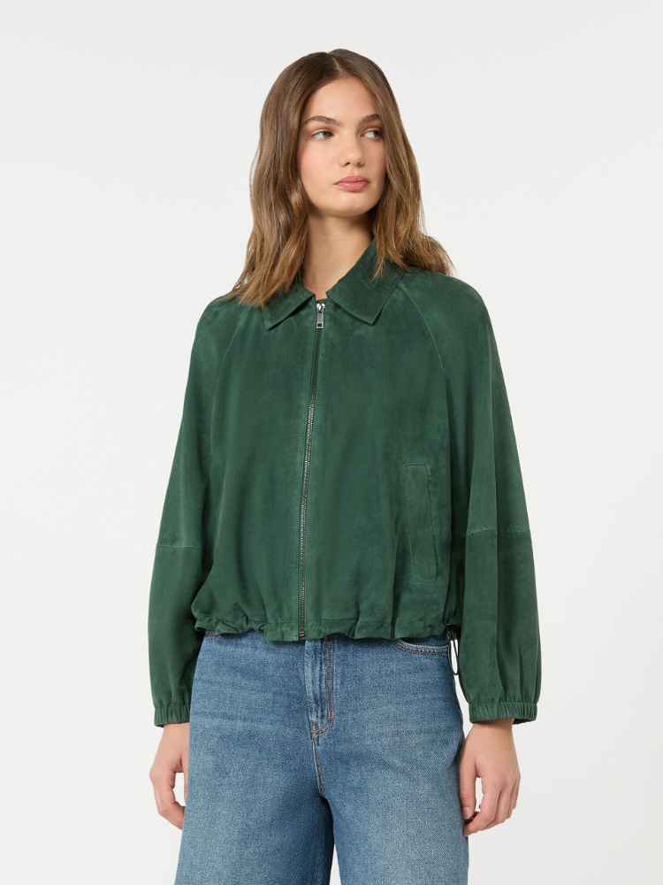 Suede jacket - DARK GREEN - 2