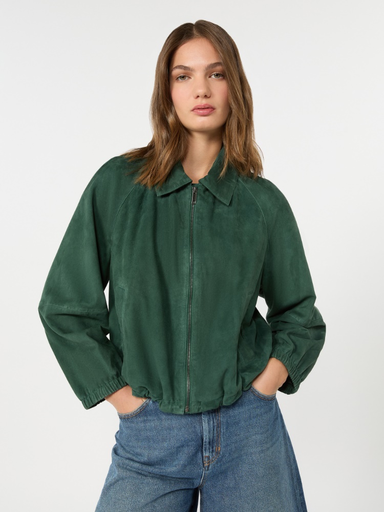 Suede jacket - DARK GREEN - 4