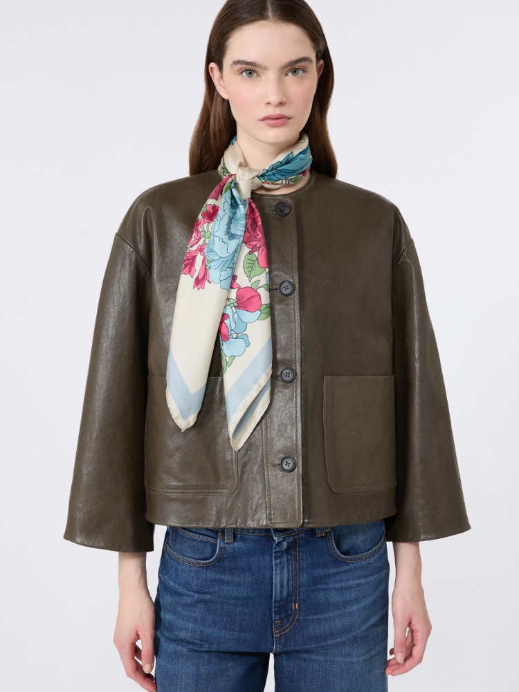 Boxy-fit Nappa leather jacket - KAKI - 4