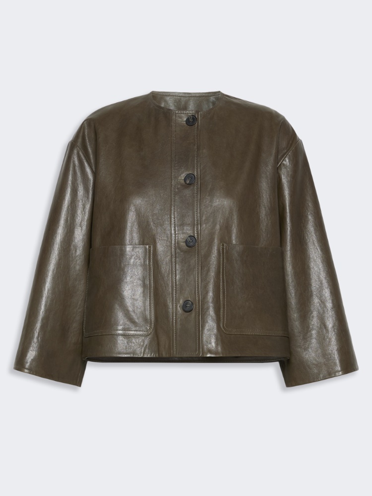 Boxy-fit Nappa leather jacket - KAKI