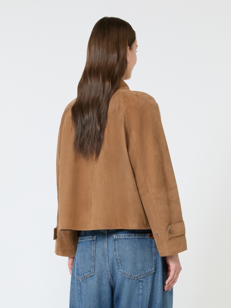 Soft suede jacket - HAZELNUT BROWN - 3
