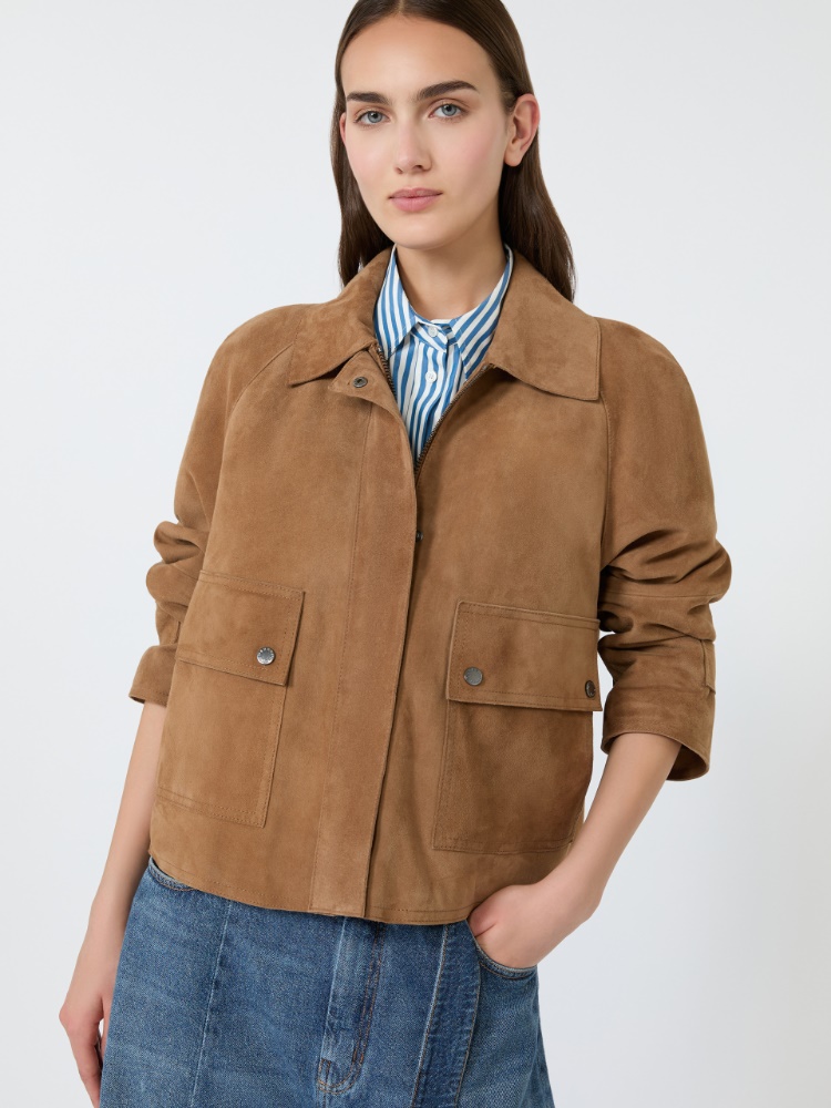 Soft suede jacket - HAZELNUT BROWN - 4