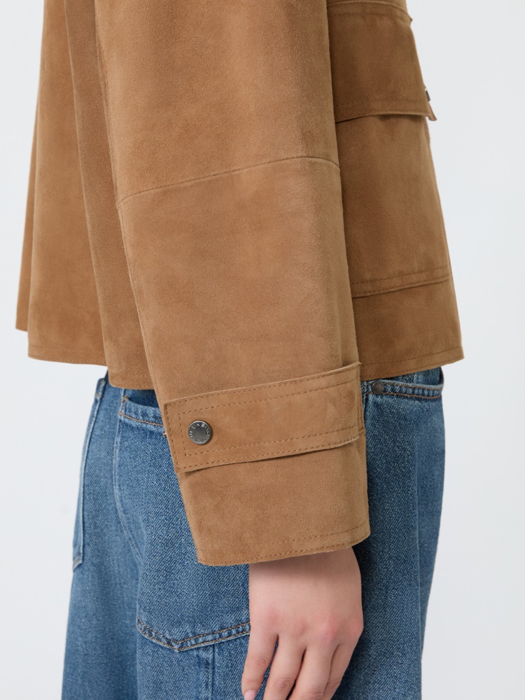 Soft suede jacket - HAZELNUT BROWN - 5