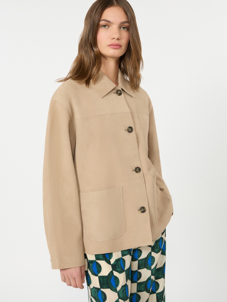 Suede pocket jacket - BEIGE - 4