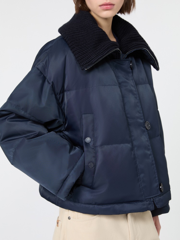 Water-repellent technical twill down jacket - NAVY