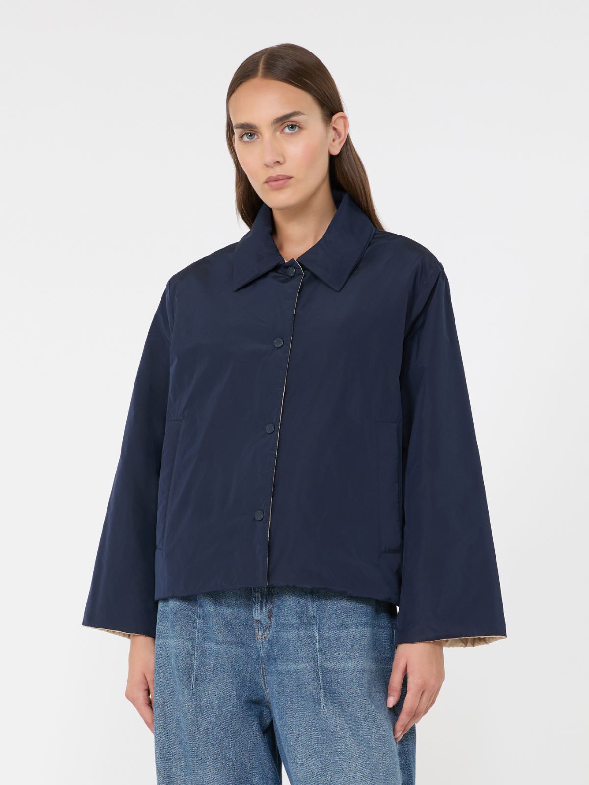 Reversible water-repellent taffeta padded jacket - NAVY - Max Mara - 2