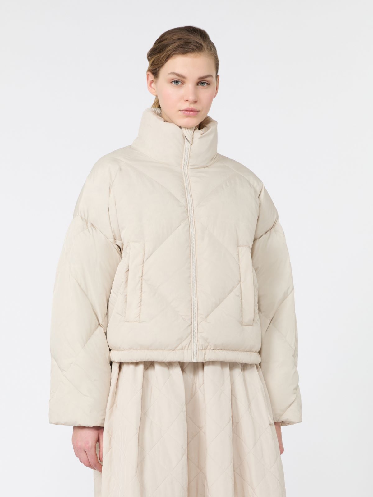 Short down jacket in technical plain-weave fabric - IVORY - Max Mara - 2