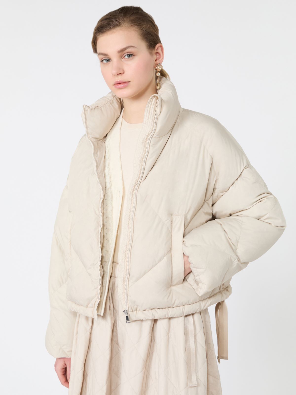 Short down jacket in technical plain-weave fabric - IVORY - Max Mara - 4