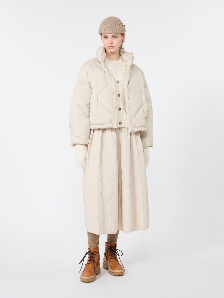 Short down jacket in technical plain-weave fabric - IVORY