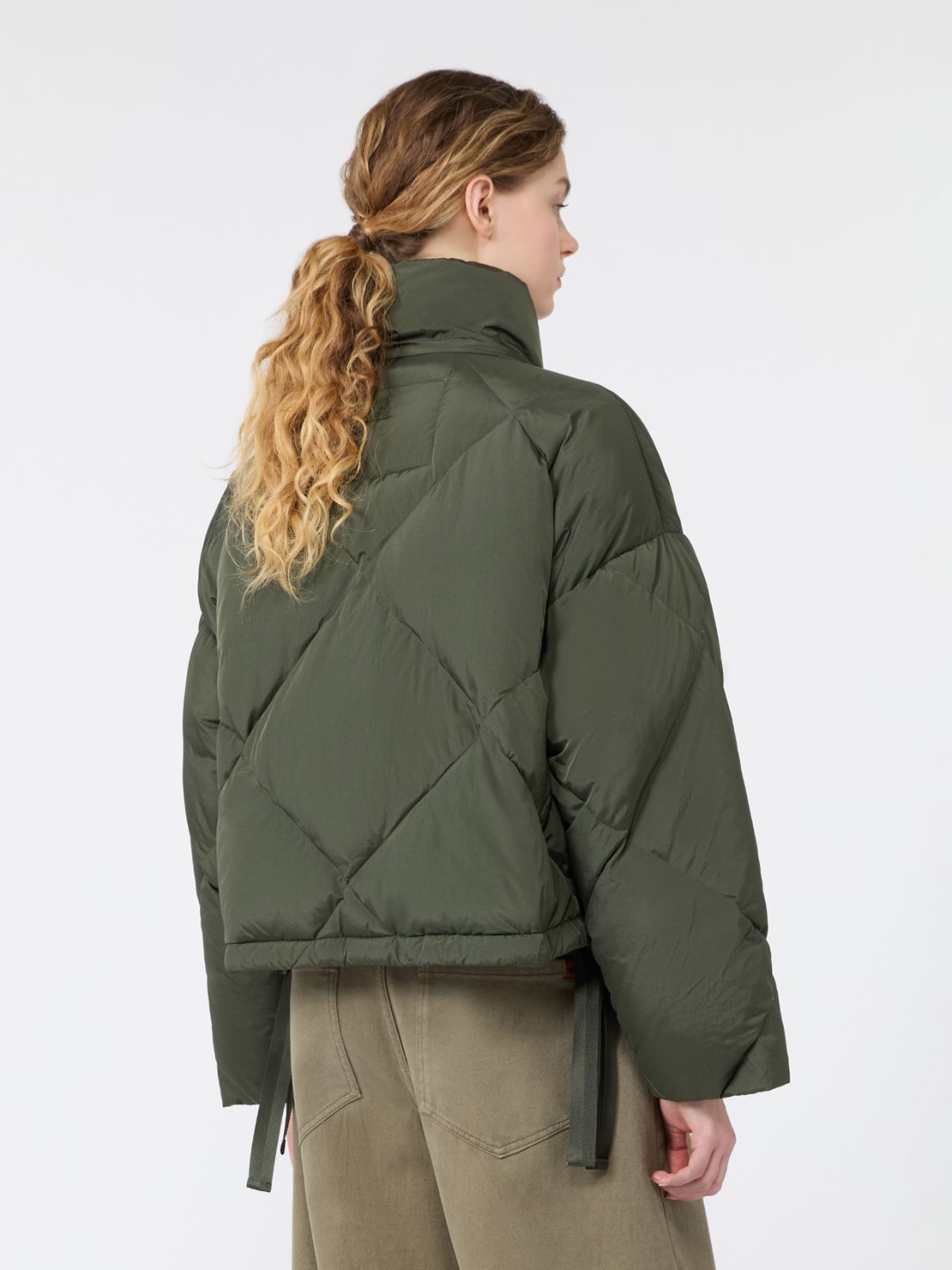 Short down jacket in technical plain-weave fabric - KAKI - Max Mara - 3