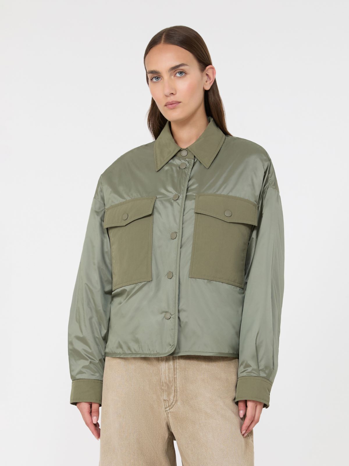 Reversible water-repellent canvas padded jacket - KAKI - Max Mara - 2