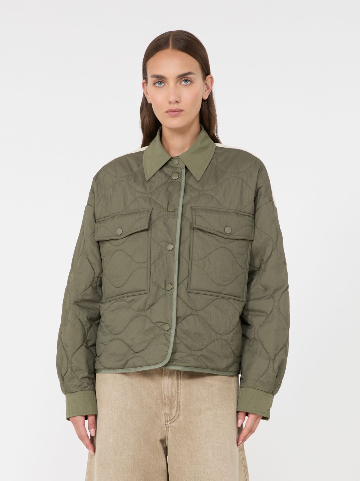 Reversible water-repellent canvas padded jacket - KAKI - Max Mara - 5