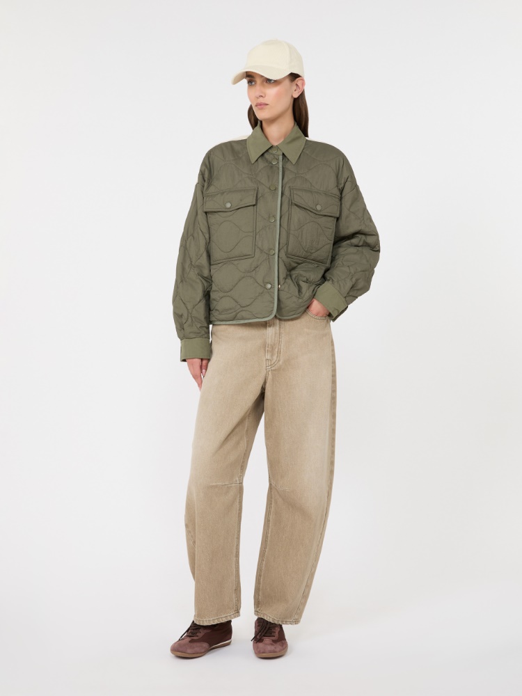 Reversible water-repellent canvas padded jacket - KAKI