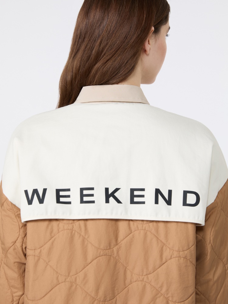 Reversible water-repellent canvas padded jacket - SAND