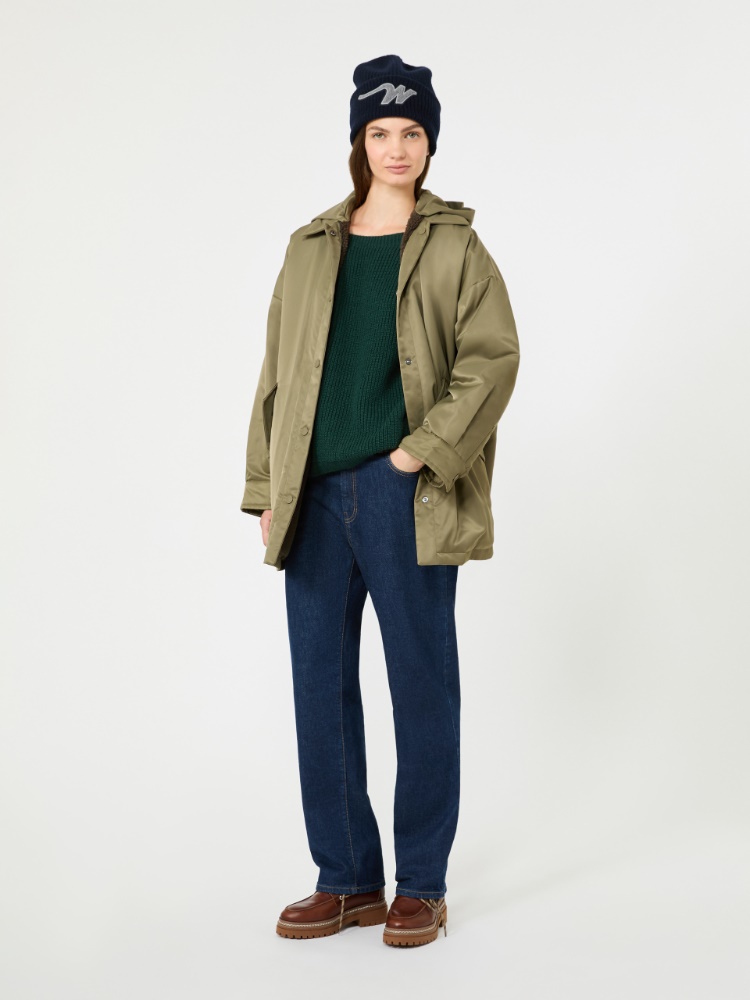 Reversible down jacket in water-repellent twill - KAKI