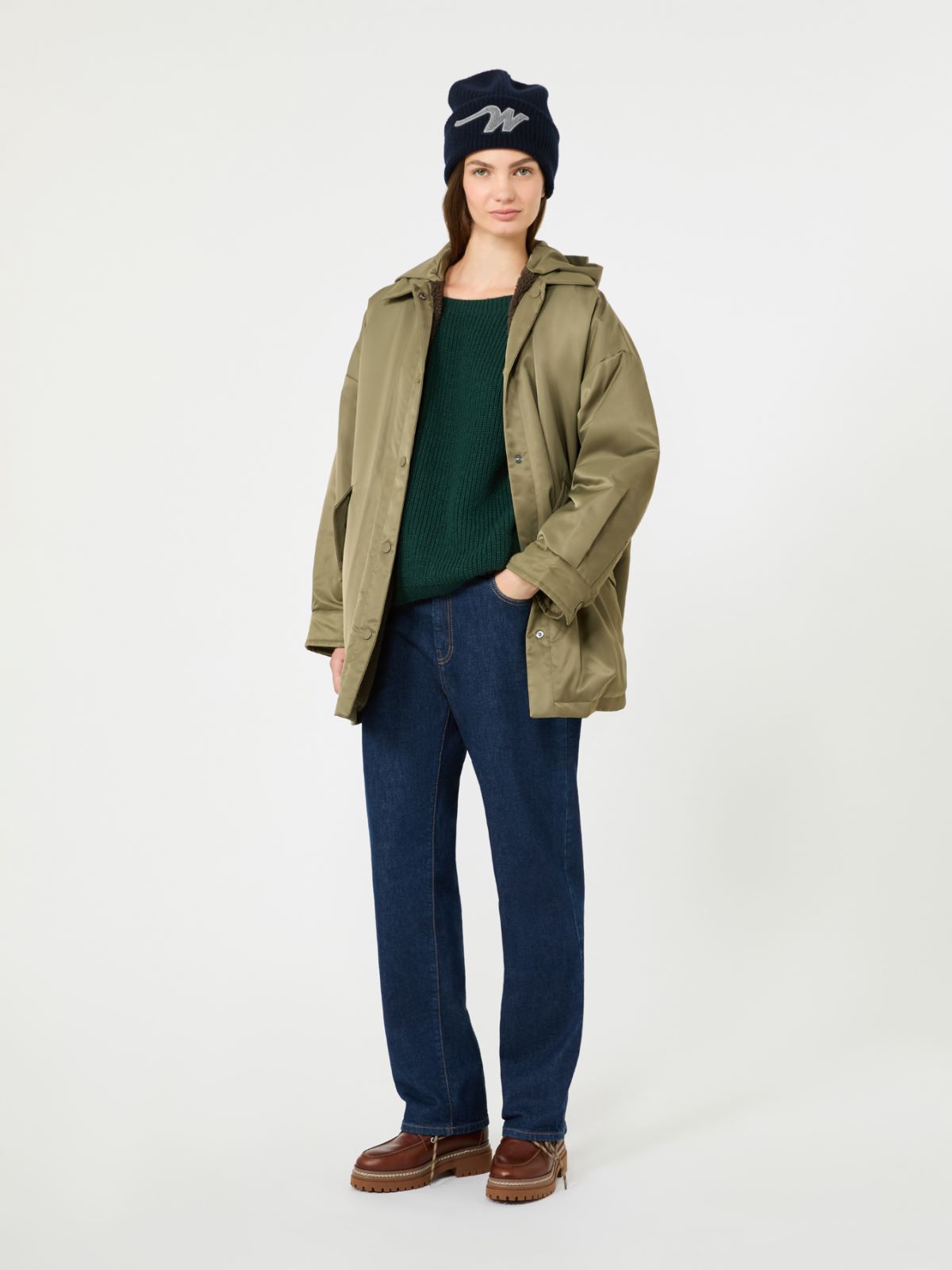 Reversible down jacket in water-repellent twill - KAKI - Max Mara
