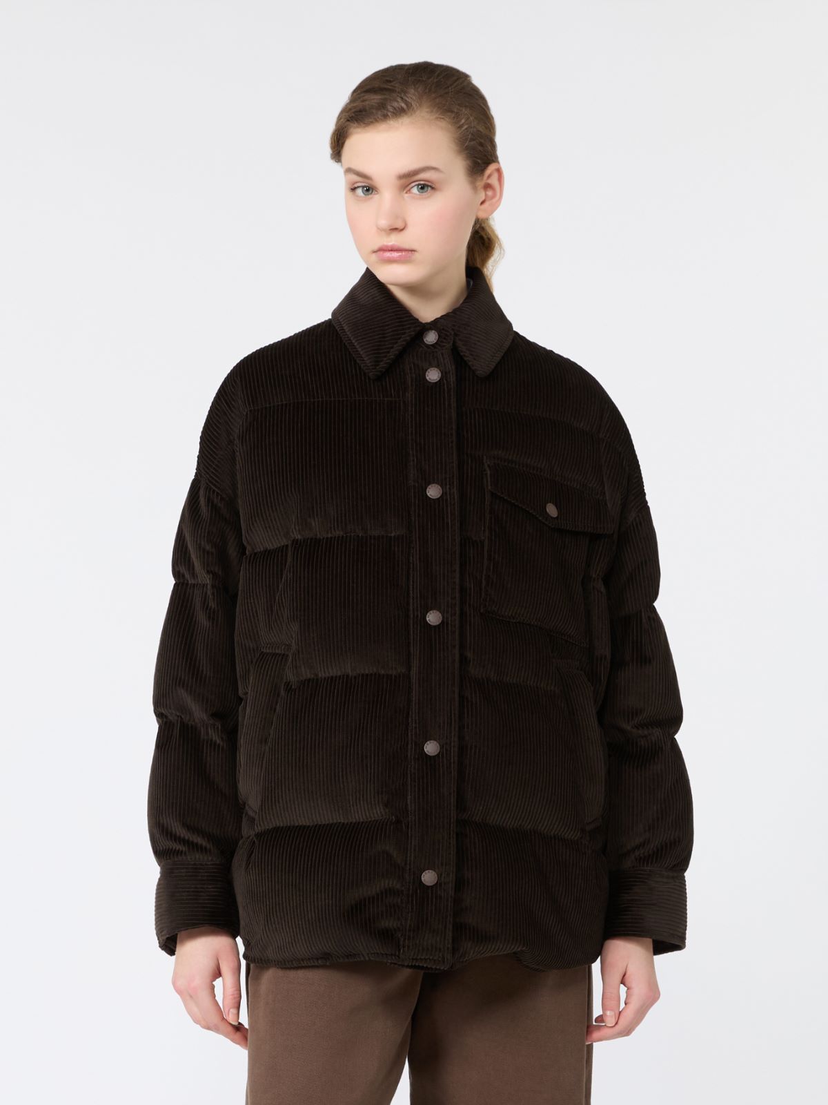 Water-repellent cotton velvet down jacket - BROWN - Max Mara - 2