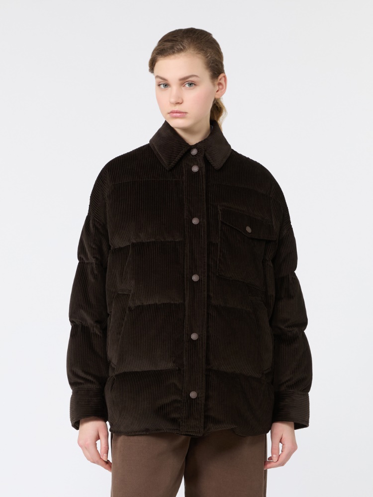 Water-repellent cotton velvet down jacket - BROWN - Max Mara - 2