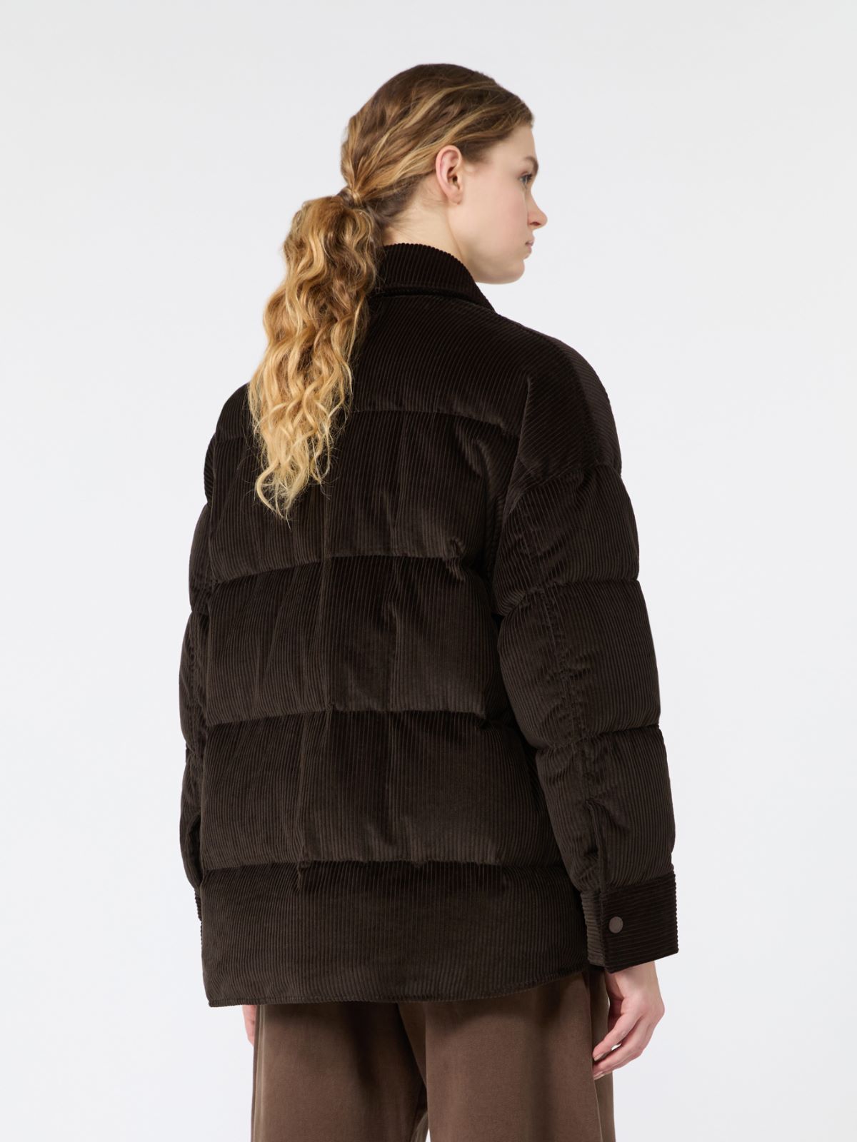 Water-repellent cotton velvet down jacket - BROWN - Max Mara - 3