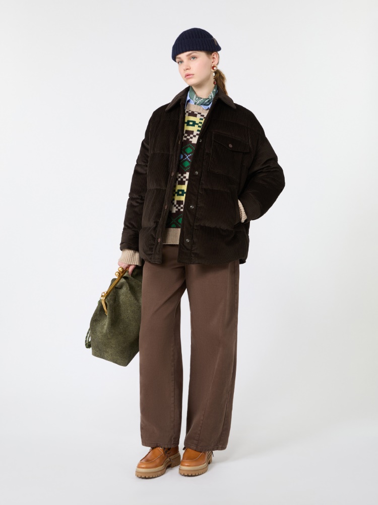 Water-repellent cotton velvet down jacket - BROWN