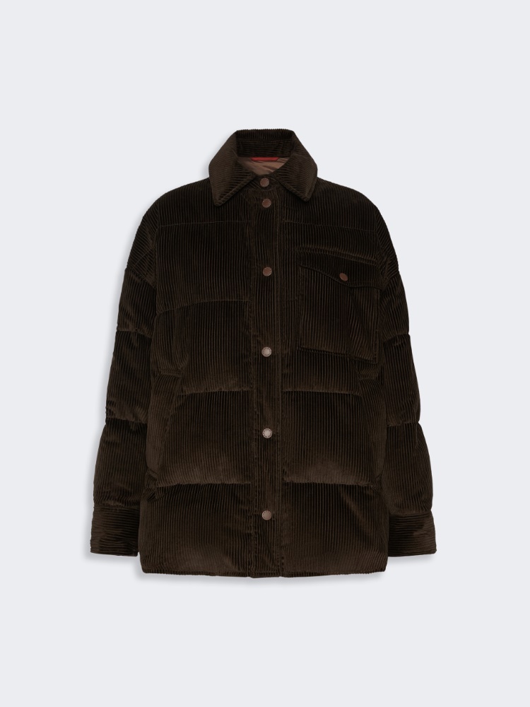 Water-repellent cotton velvet down jacket - BROWN